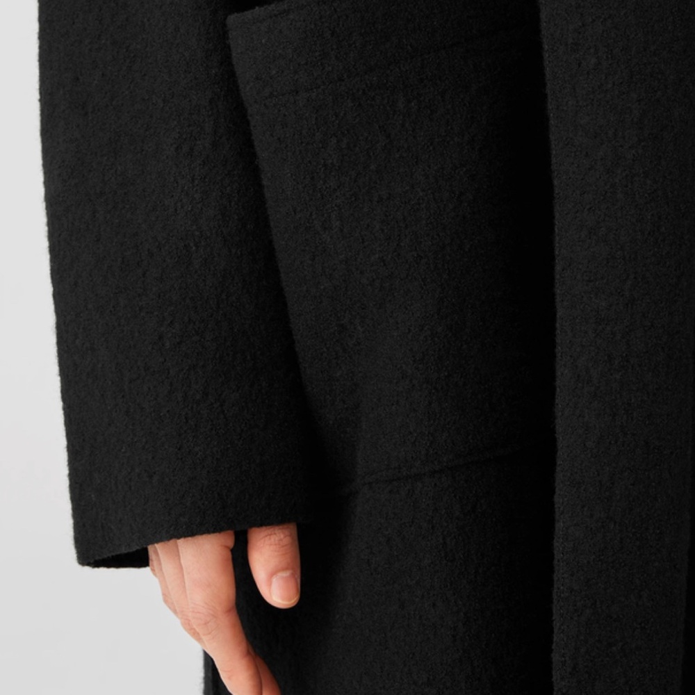 Eileen Fisher Black Wool Kimono Lightweight Coat with dropped shoulder in EUC - Picture 3 of 10